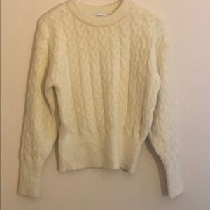 Gilli Women's Ivory/Cream Cable Knit Angora-Look Sweater